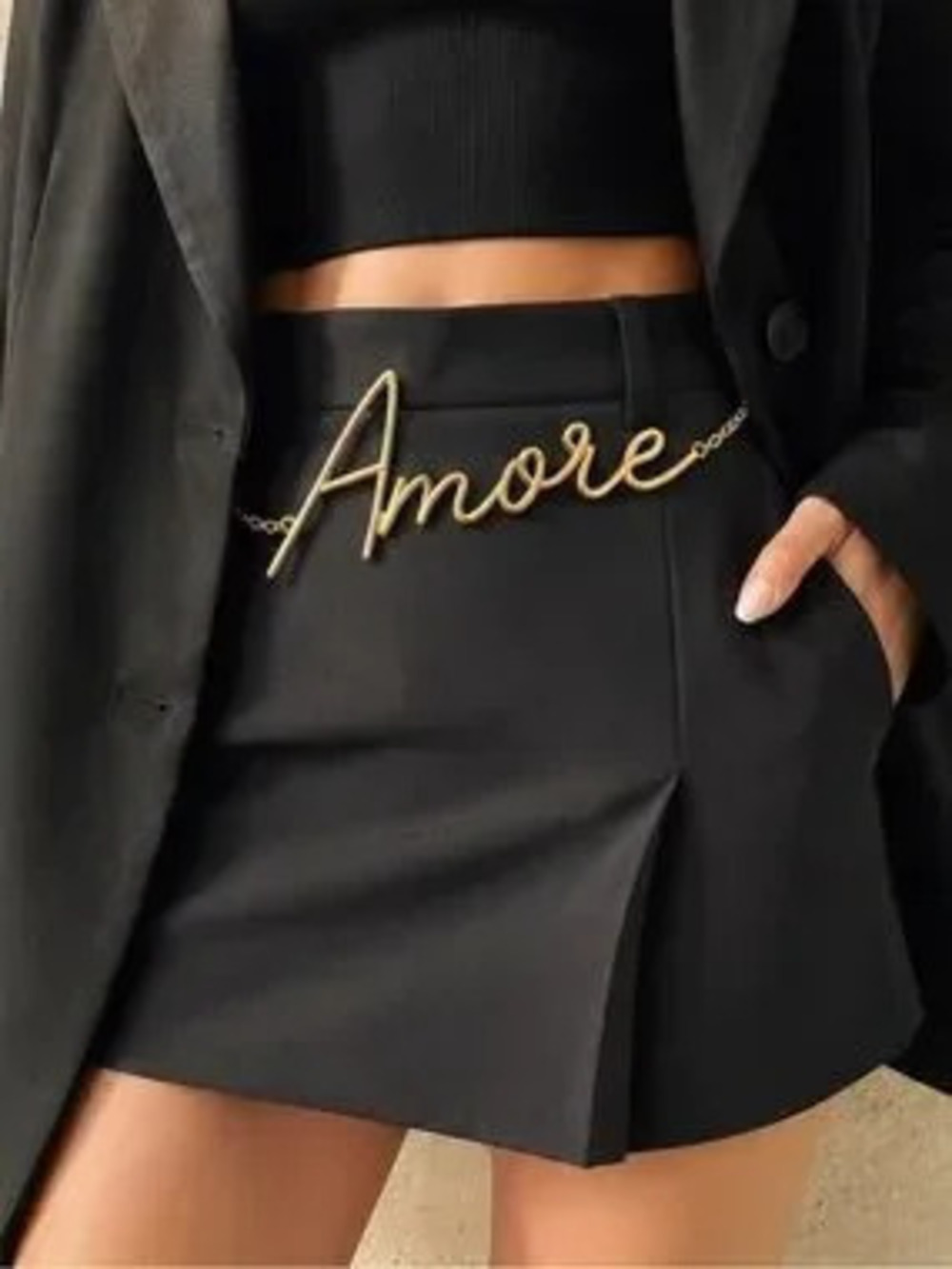 Elegant Gold Amore Script Chain Belt